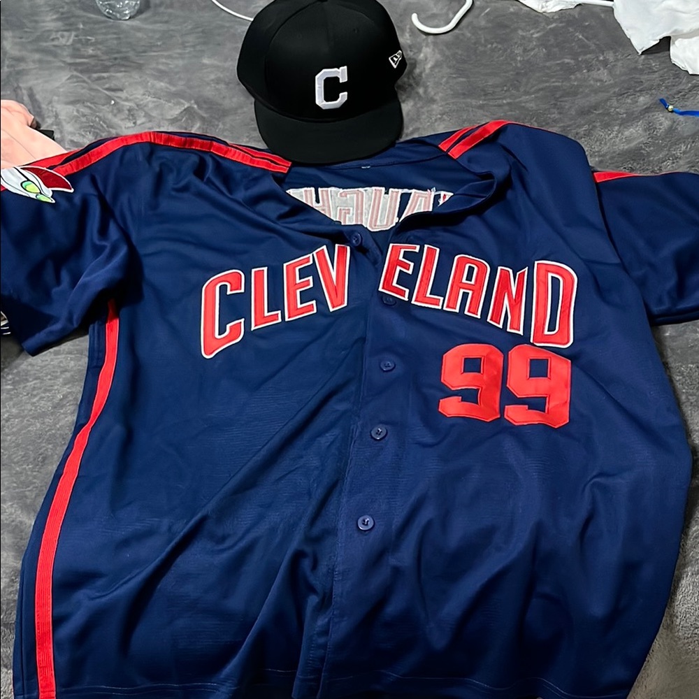 Blue and Red Cleveland Baseball Jersey